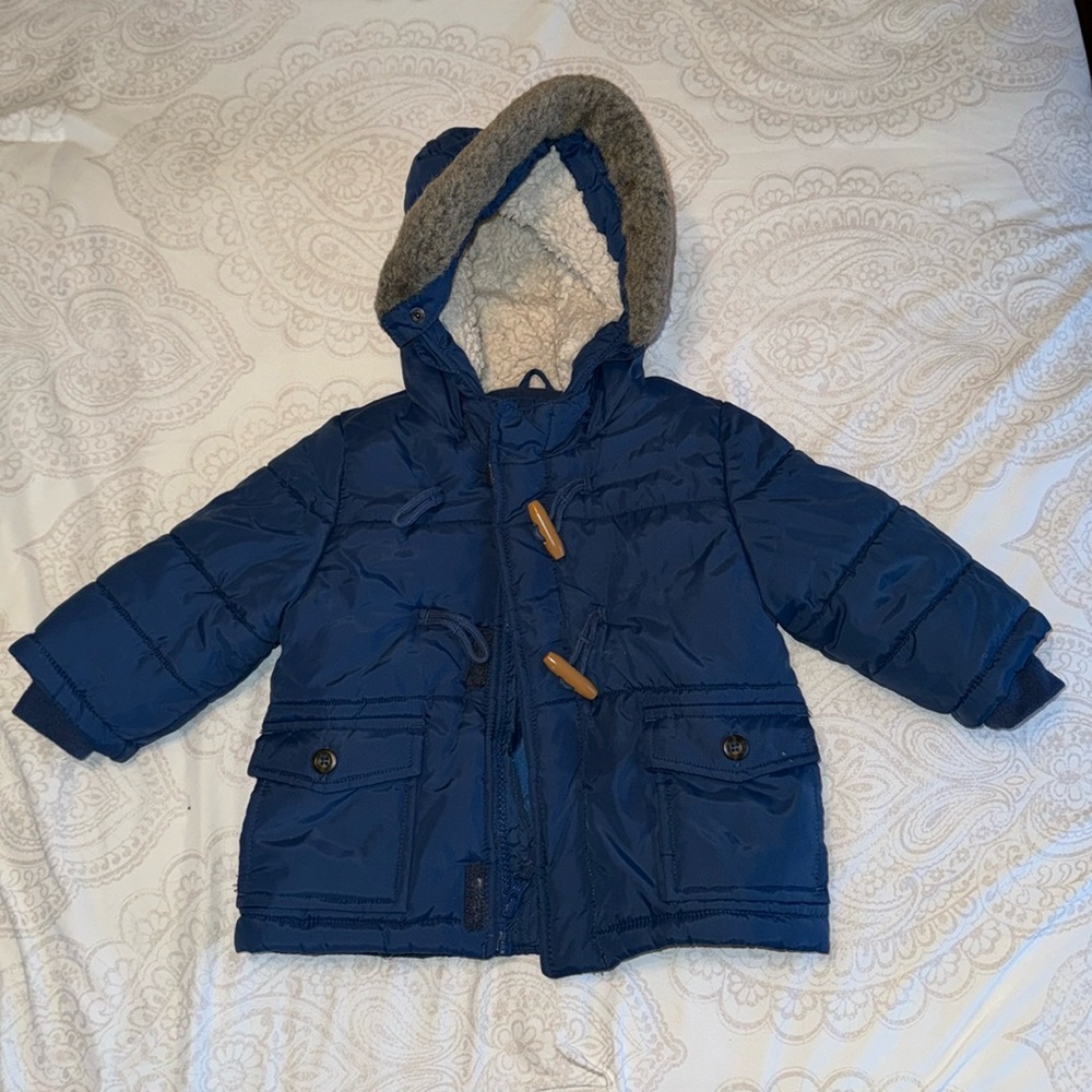 OshKosh blue hooded boys winter puffer coat 12M